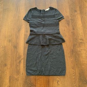 LOFT charcoal grey peplum sweater dress, size S